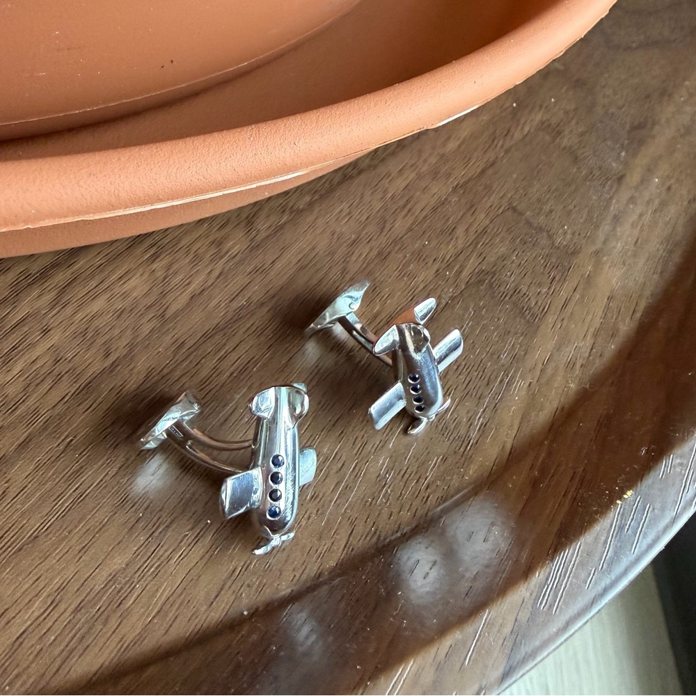 Airplane Cufflinks | Silver-Tone Aviation Design